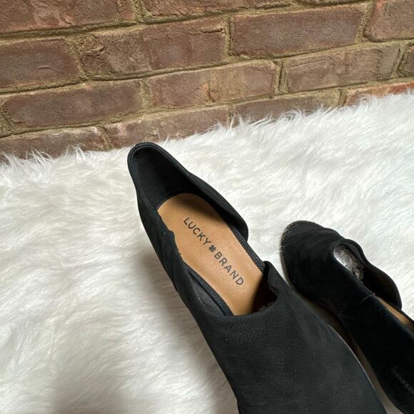 Lucky Brand Women’s Black Jaxy Open Toe Wedge Sandal Size 7.5 - Picture 8 of 10